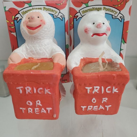 2) Hermitage Pottery 1995 Ceramic Ghost Mummy Candle Limited Edition vintage - Picture 8 of 12